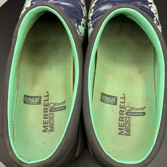 Merrell Encore Flora Clogs Women’s 7.5 Blue Hawaiian Floral Slip On Ortholite - Picture 7 of 8